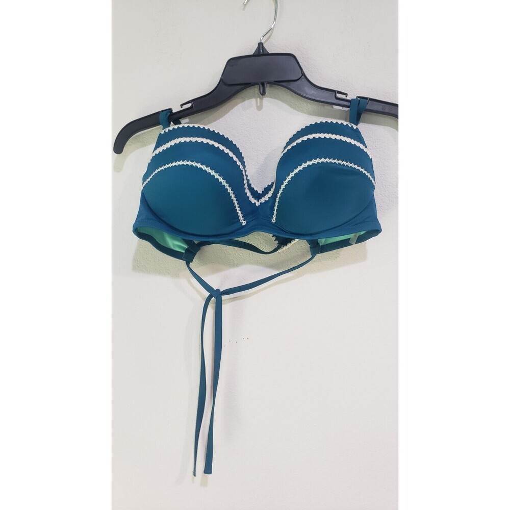 Shade & Shore Womens Green Lined Underwire Bikini Swim Top Size 34DD